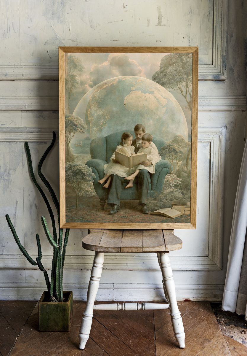 Dreamlike Reading Scene Fine-Art Print. room preview