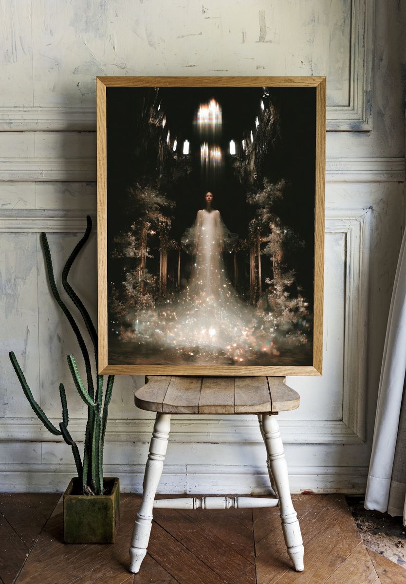 Celestial Gown Surrealism Poster. room preview