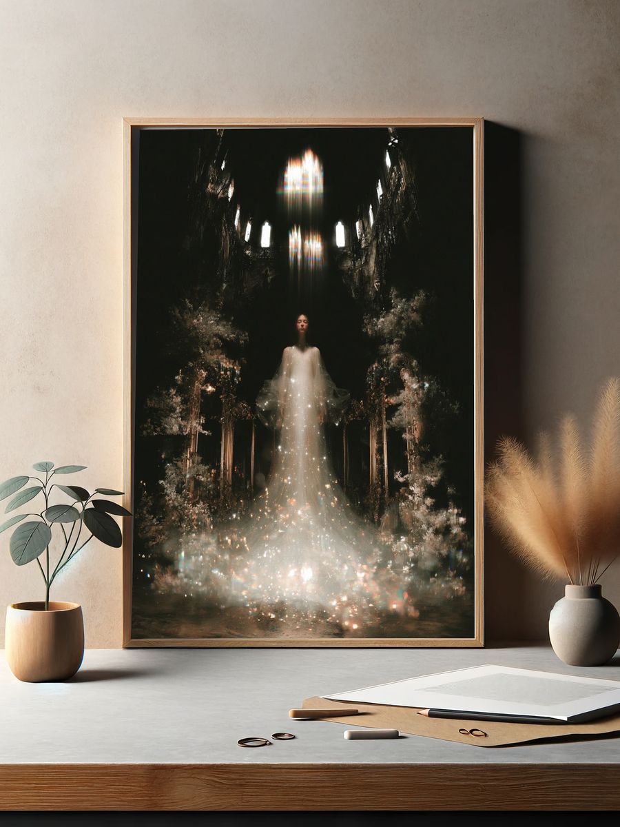 Celestial Gown Surrealism Poster. — room view 2