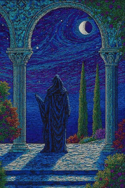 Moonlit Garden Archway Print. poster