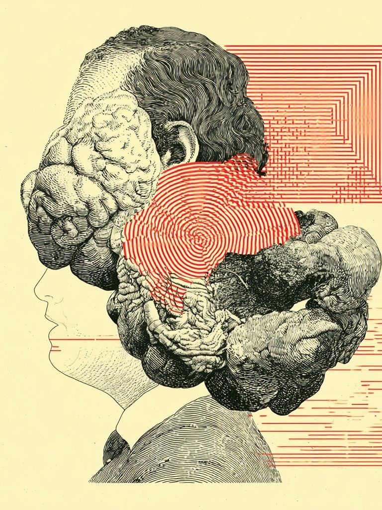 Surreal Brain Profile Print. poster — fine-art art