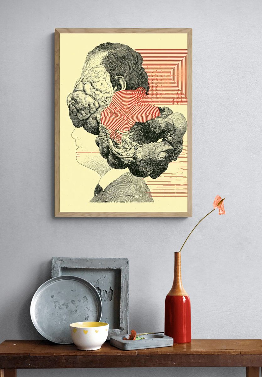 Surreal Brain Profile Print. — room view 3