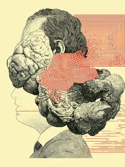Surreal Brain Profile Print. poster