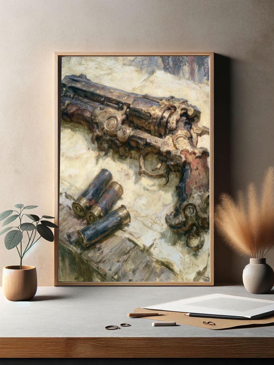 Vintage Revolver Still Life Poster. — room view 2