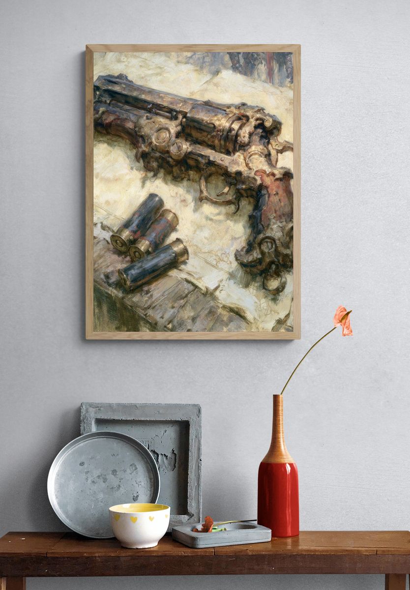Vintage Revolver Still Life Poster. — room view 3