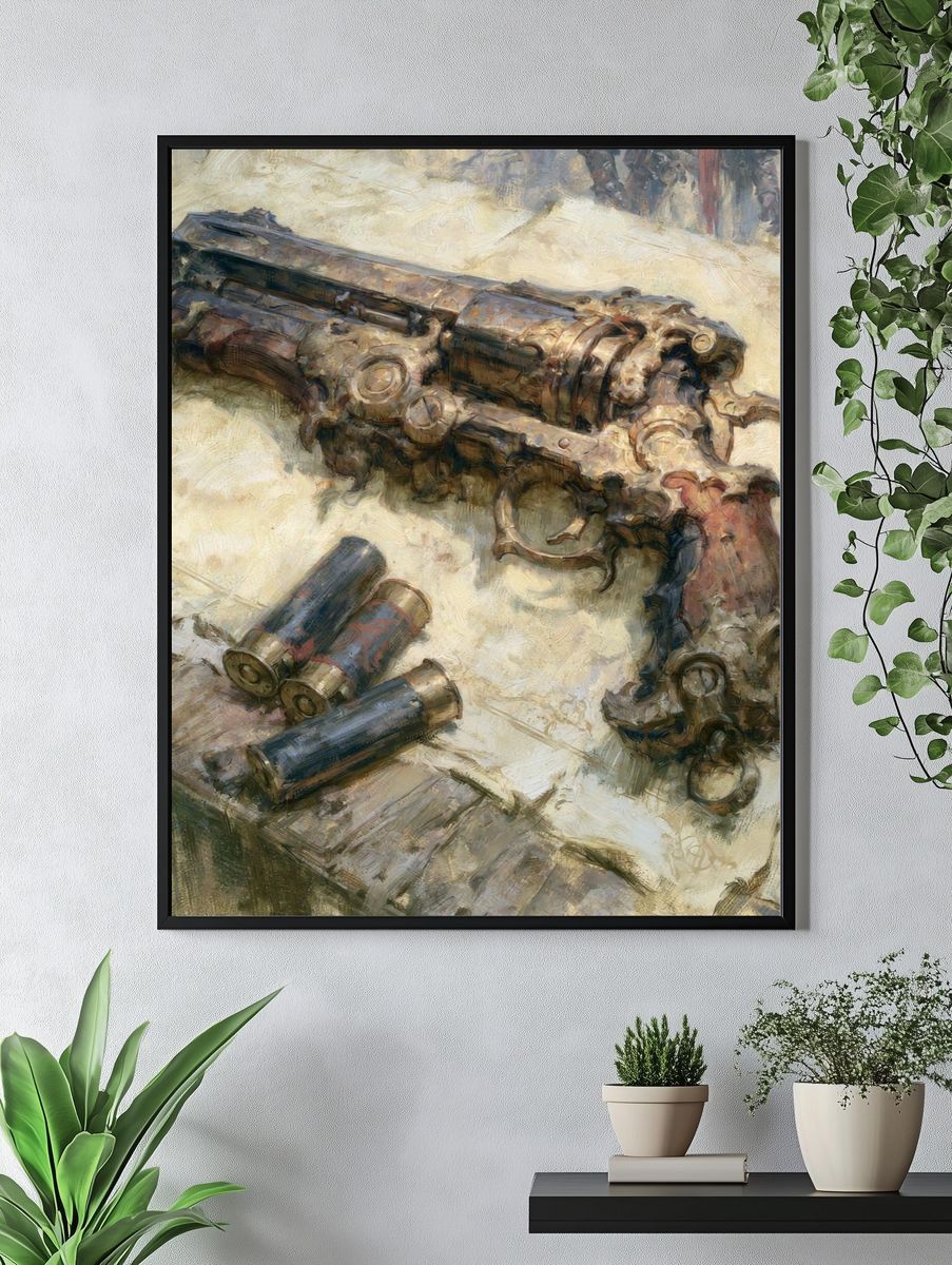 Vintage Revolver Still Life Poster. — room view 4