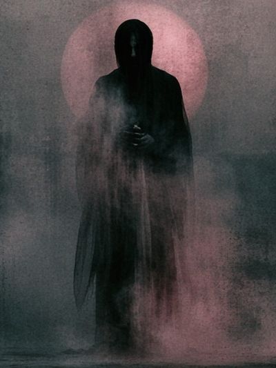 Hooded Figure in Pink Mist Poster.