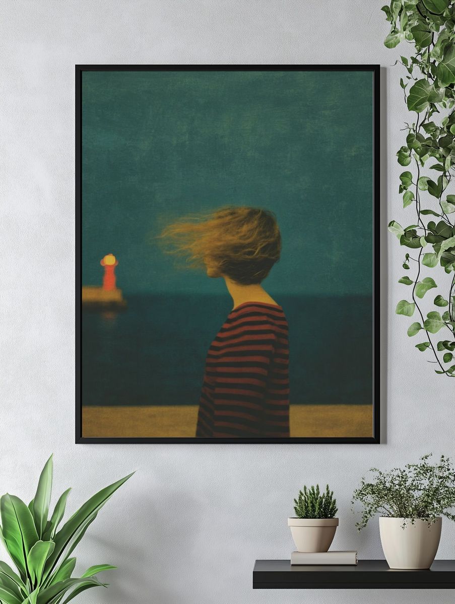 Seaside Figure Surrealism Print. — room view 4