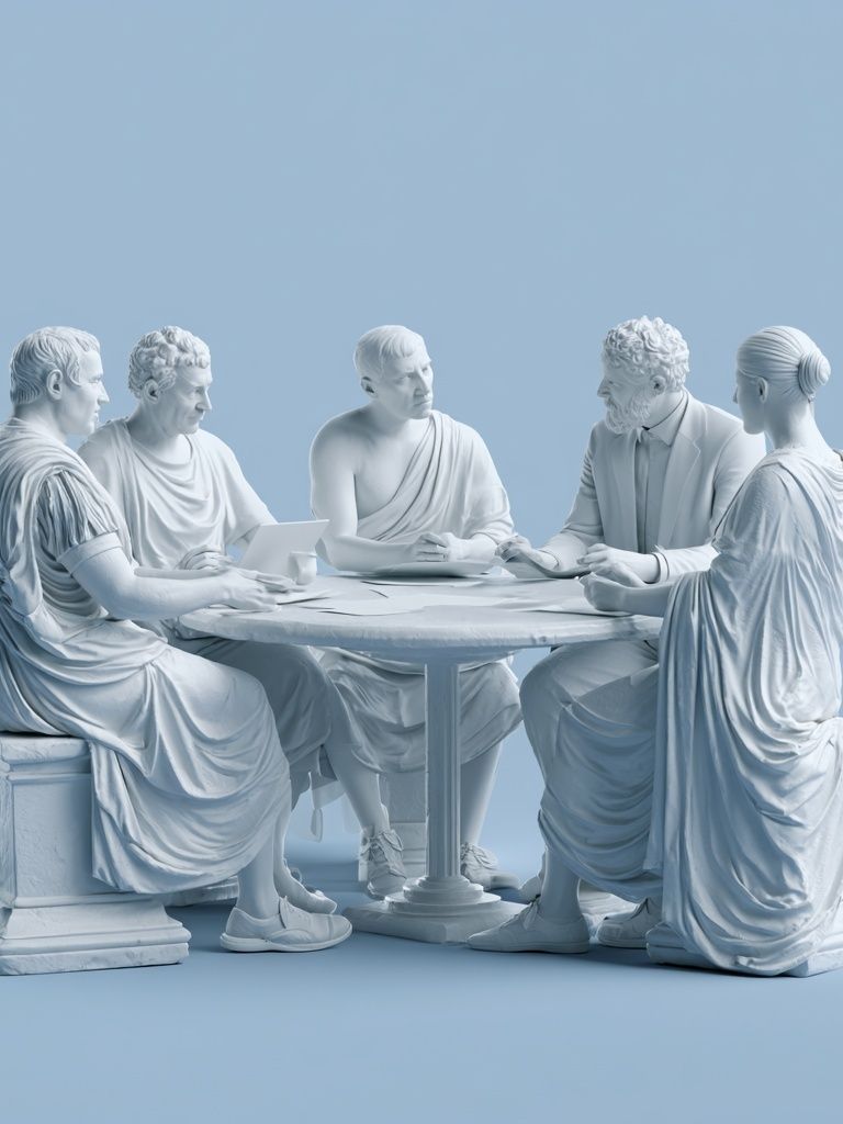 Classical Thinkers Blue Sculpture Print. poster detail