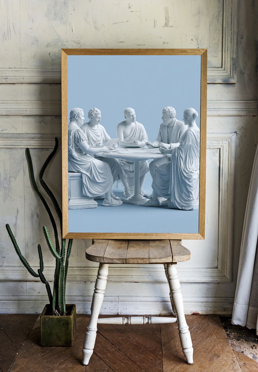 Classical Thinkers Blue Sculpture Print. — room view 1