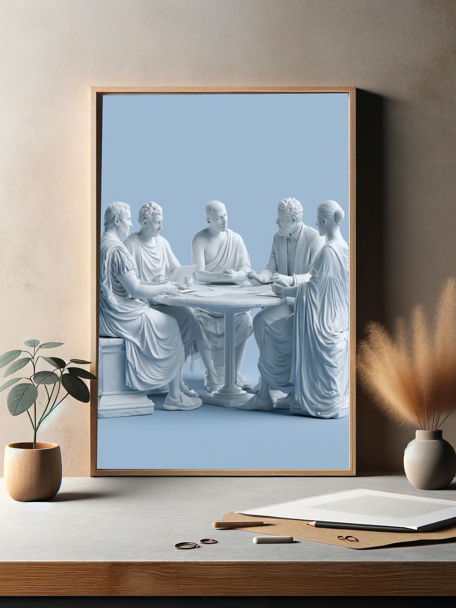 Classical Thinkers Blue Sculpture Print. — room view 2