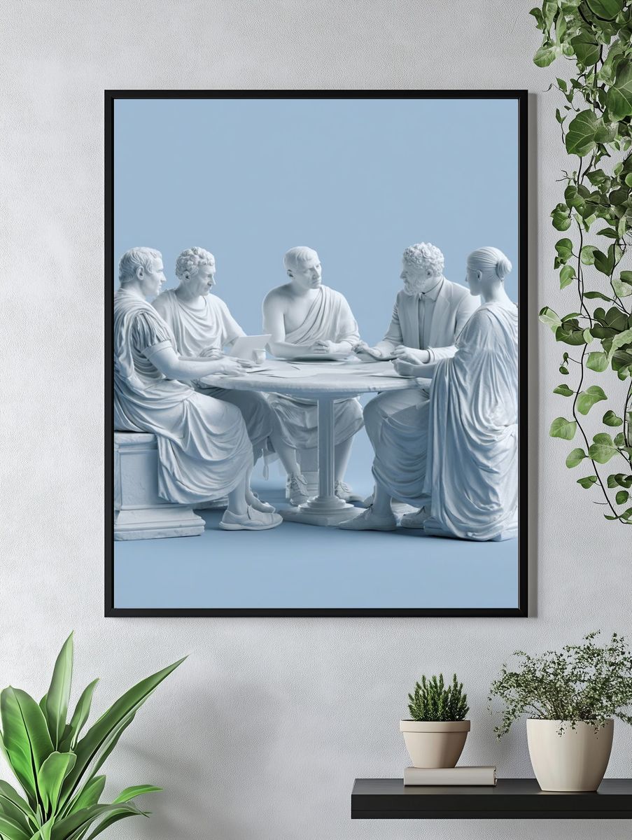 Classical Thinkers Blue Sculpture Print. — room view 4