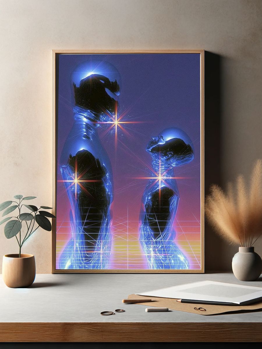 Neon Figures Surrealism Poster. — room view 2