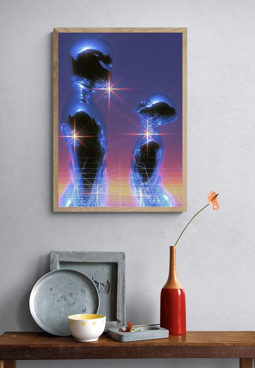 Neon Figures Surrealism Poster. — room view 3