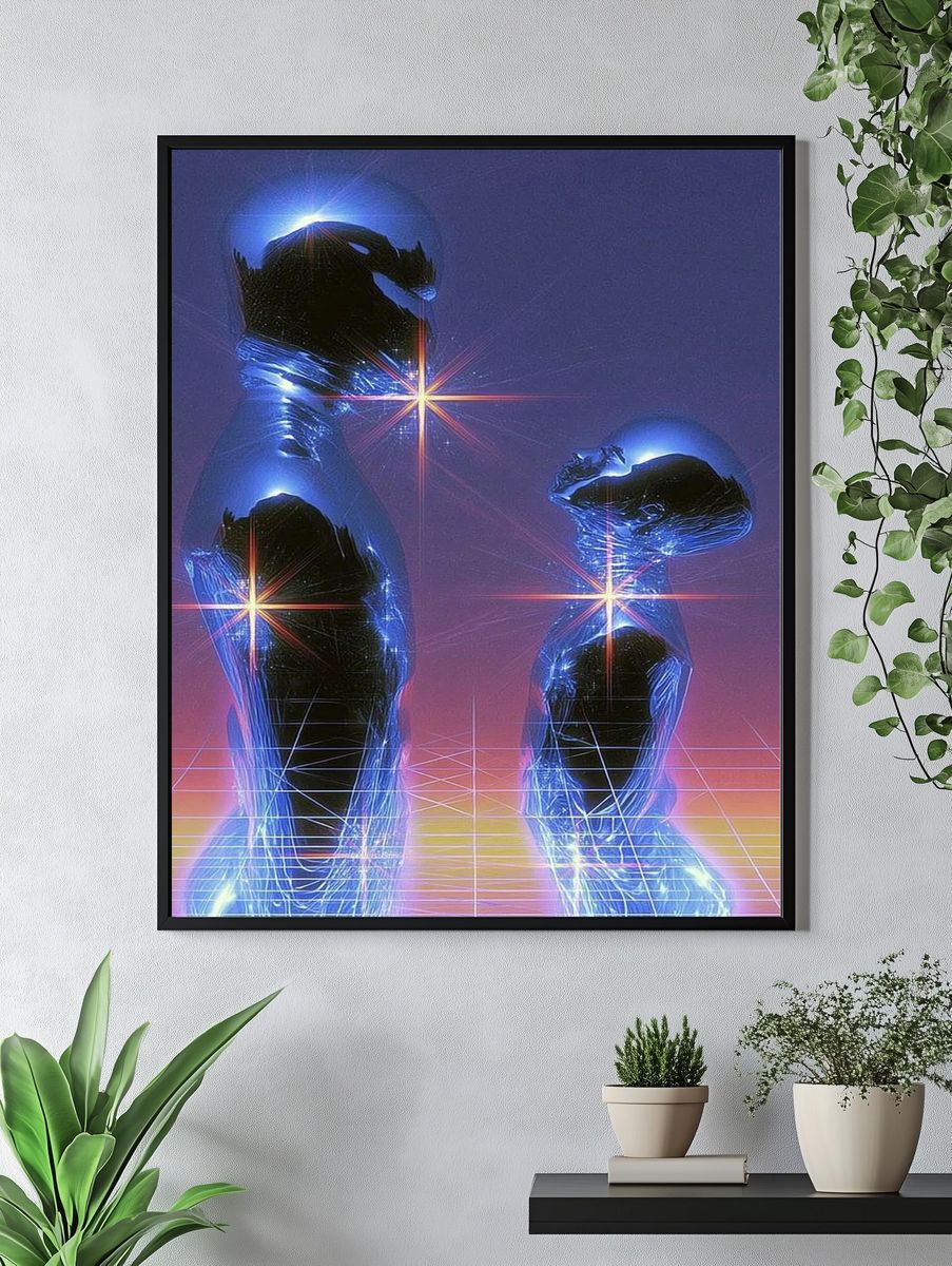 Neon Figures Surrealism Poster. — room view 4