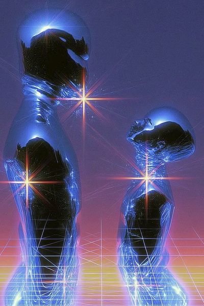 Neon Figures Surrealism Poster. poster
