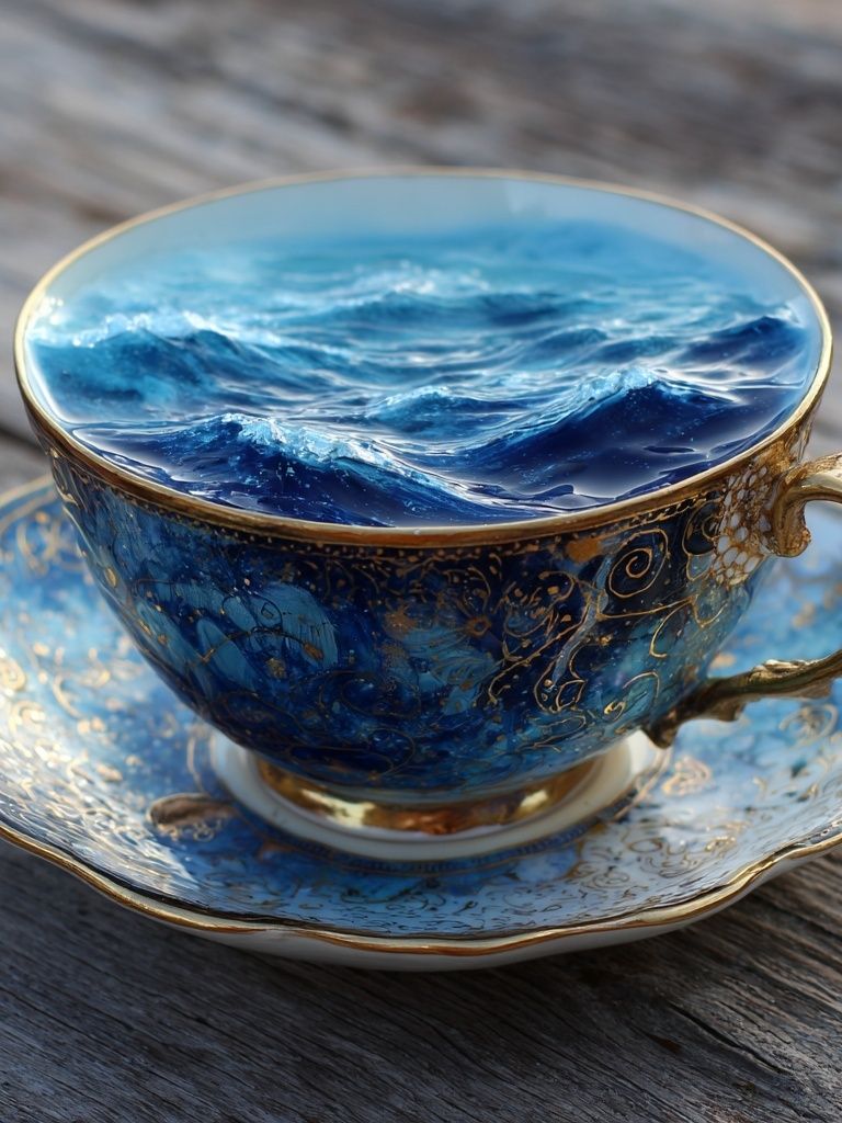 Ocean Teacup Still Life Print. poster — fine-art art