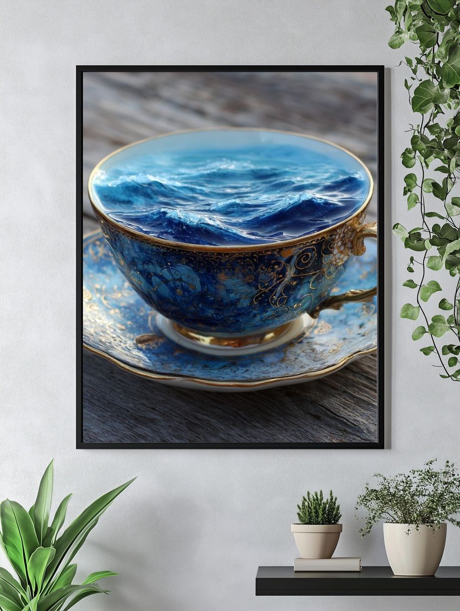 Ocean Teacup Still Life Print. — room view 4