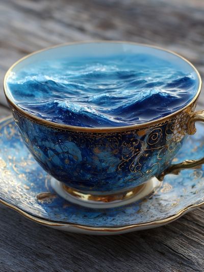 Ocean Teacup Still Life Print. poster print