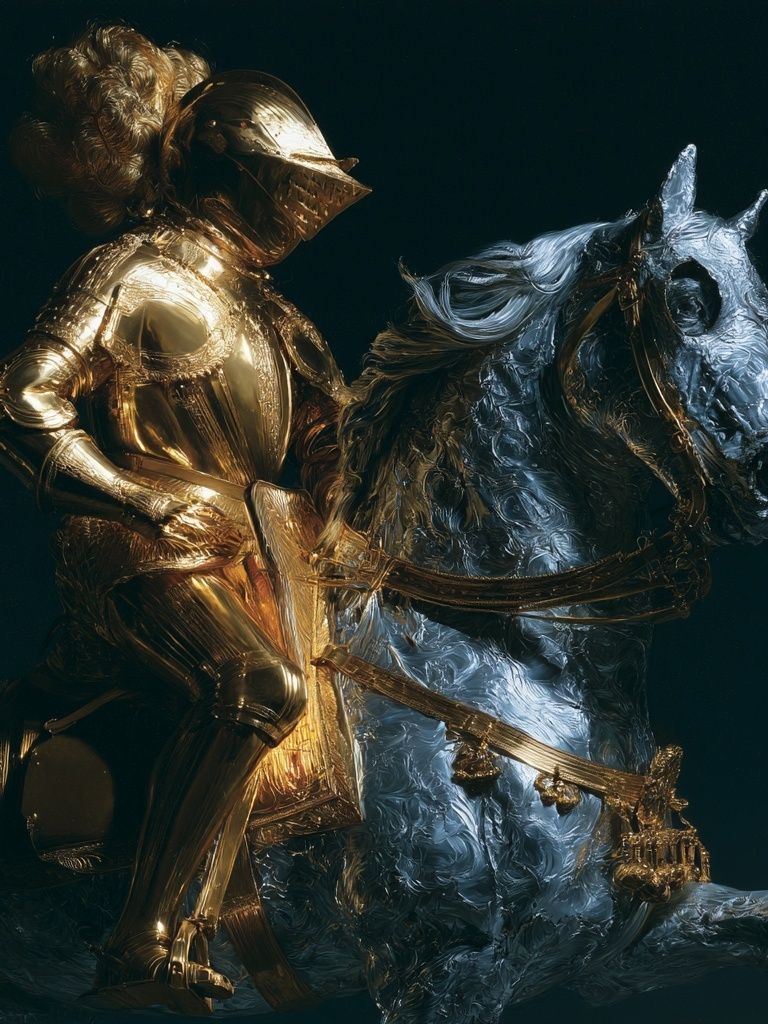 Gilded Knight on Horse Poster. poster — fine-art art