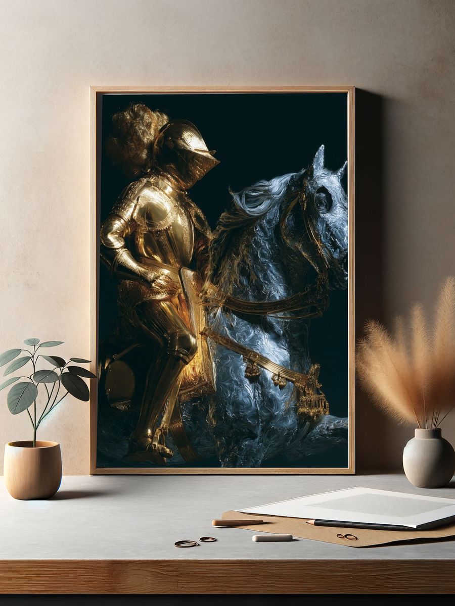 Gilded Knight on Horse Poster. — room view 2