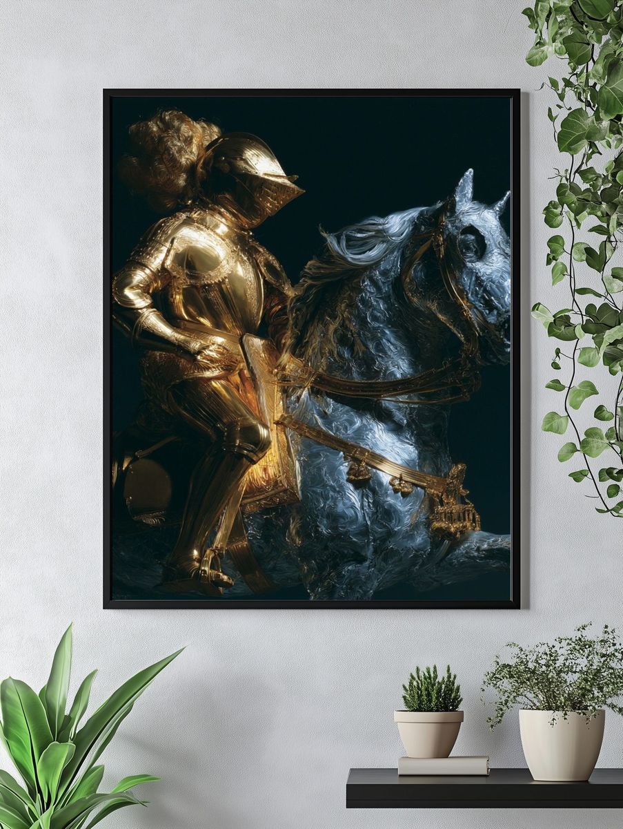 Gilded Knight on Horse Poster. — room view 4