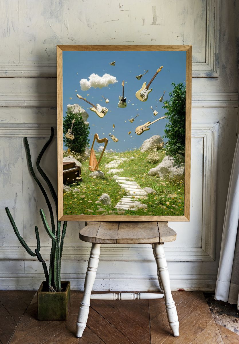 Floating Guitars Dreamscape Poster. — room view 1