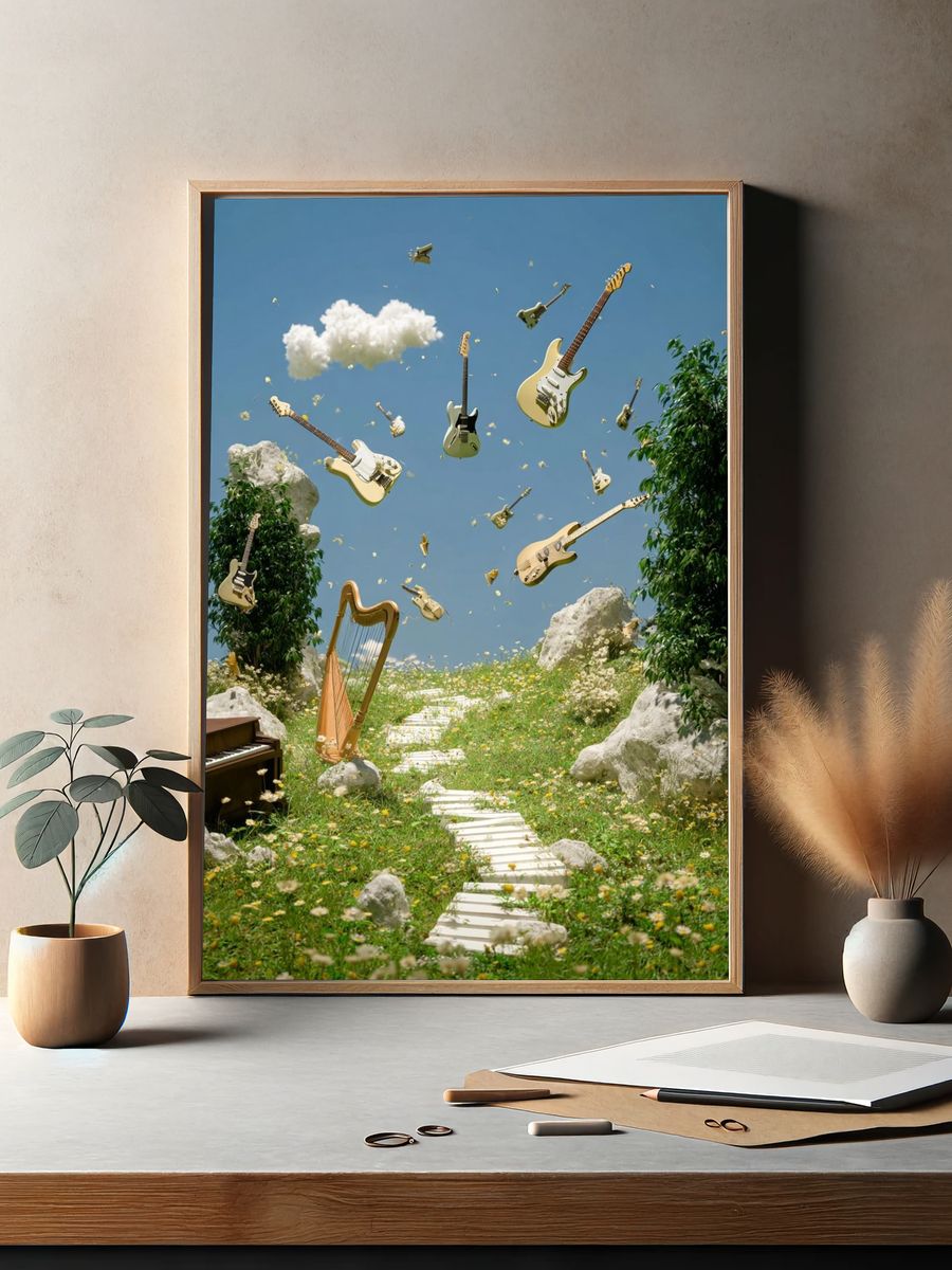 Floating Guitars Dreamscape Poster. — room view 2
