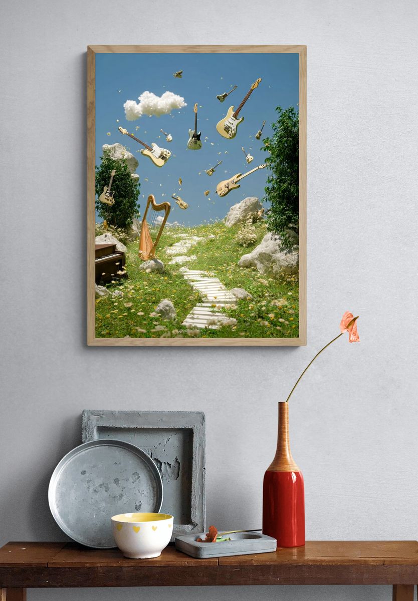 Floating Guitars Dreamscape Poster. — room view 3