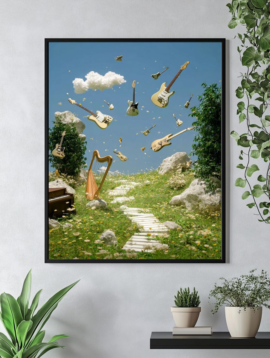 Floating Guitars Dreamscape Poster. — room view 4