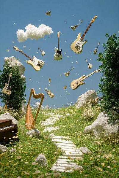 Floating Guitars Dreamscape Poster. poster print
