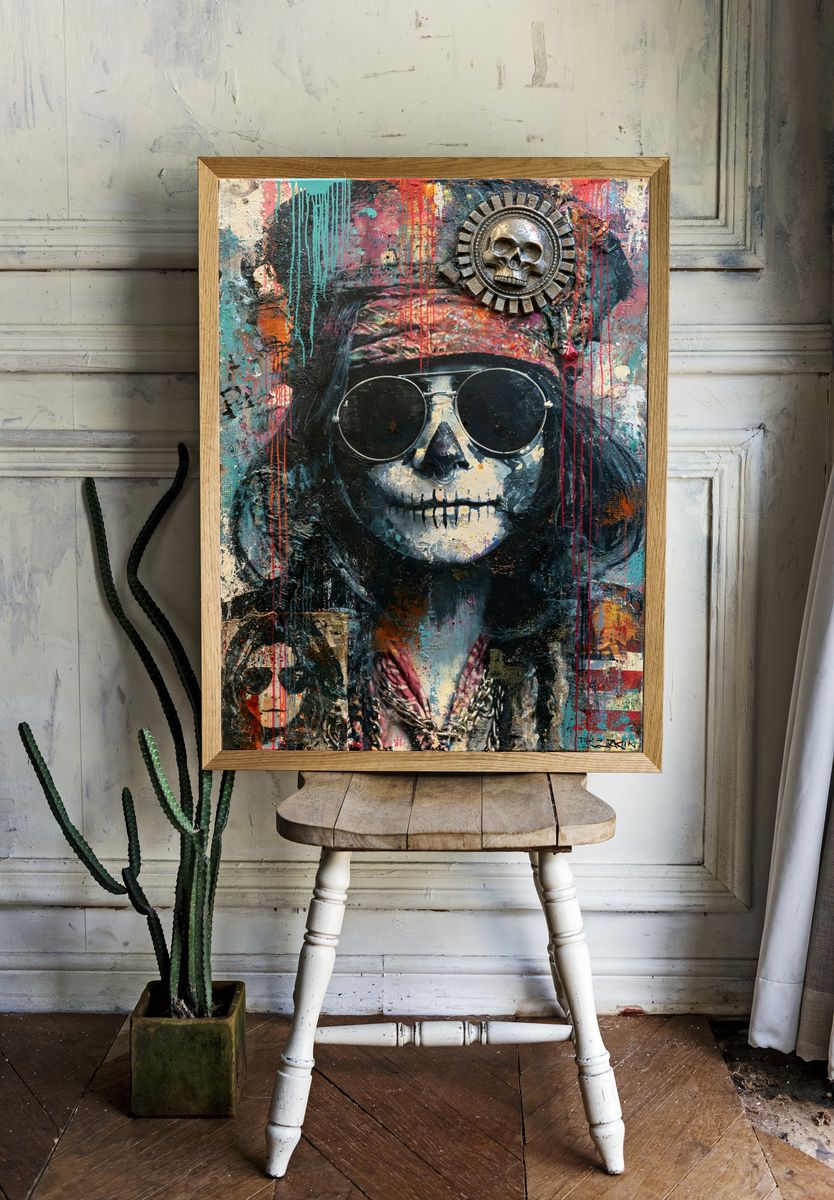 Psychedelic Skull Portrait Poster. room preview