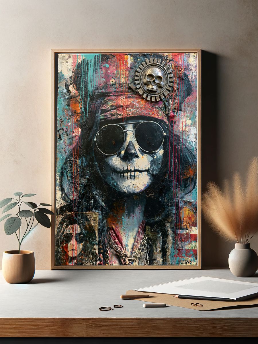 Psychedelic Skull Portrait Poster. — room view 2