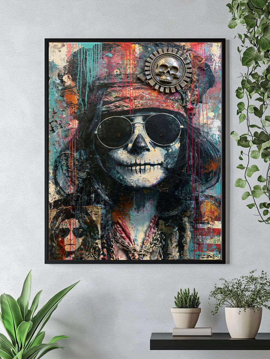 Psychedelic Skull Portrait Poster. — room view 4