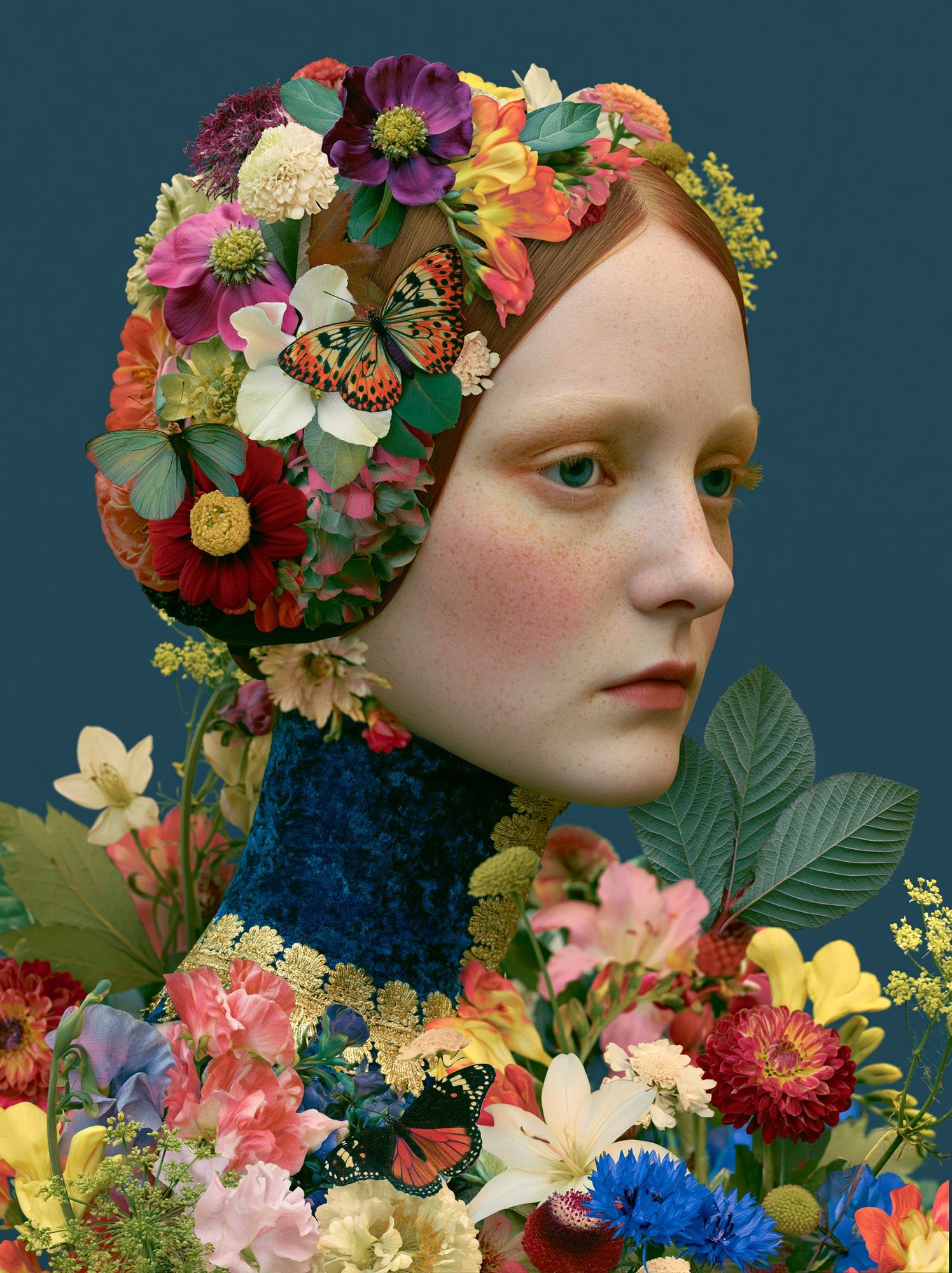 Floral Portrait Surrealism Print. poster detail