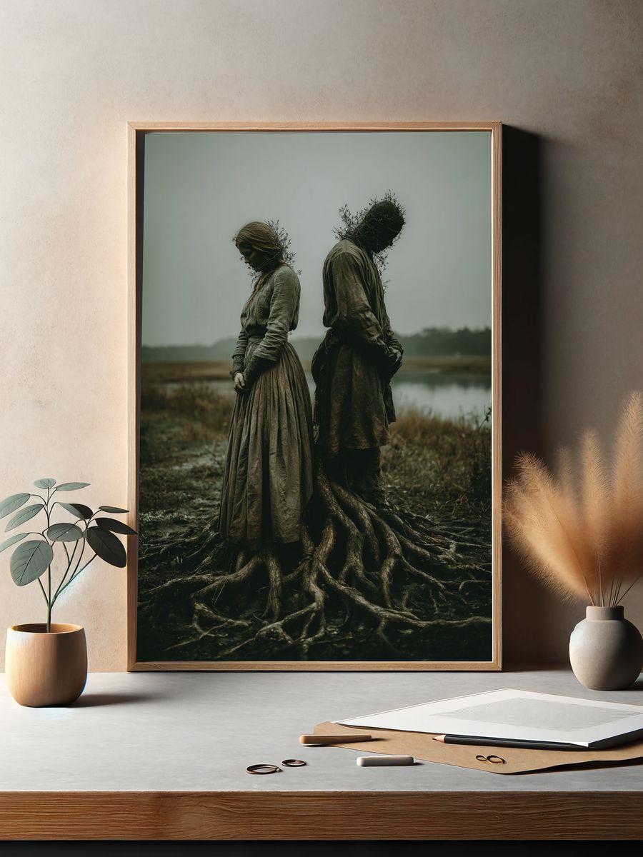 Rootbound Figures Surrealism Print. — room view 2