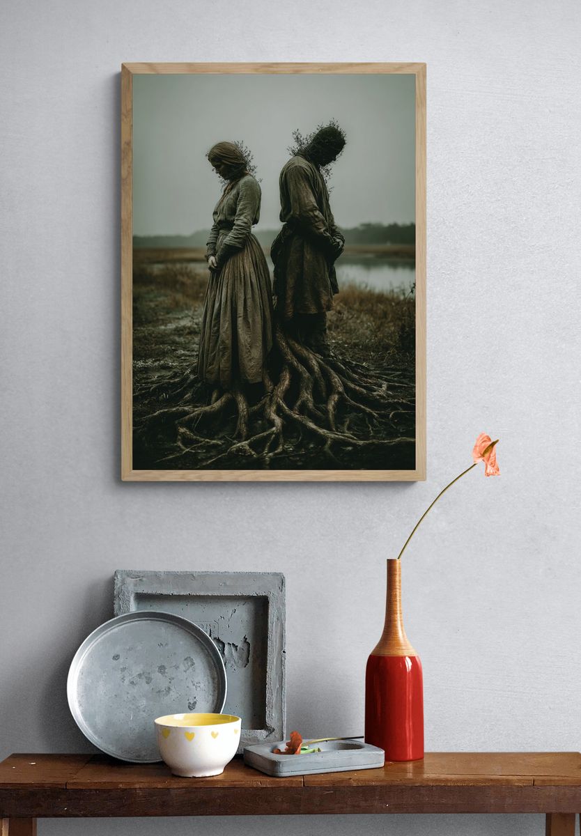 Rootbound Figures Surrealism Print. — room view 3