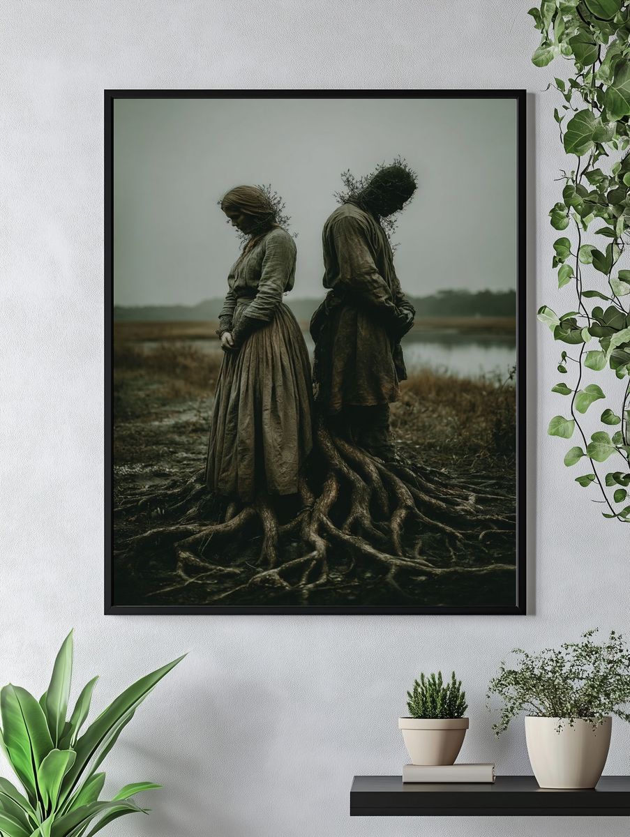 Rootbound Figures Surrealism Print. — room view 4