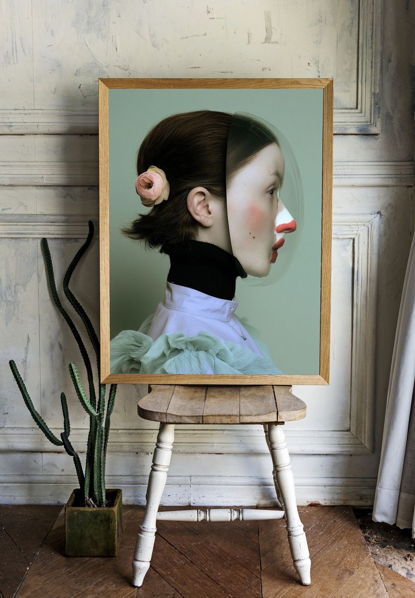 Surreal Profile Portrait Print. — room view 1