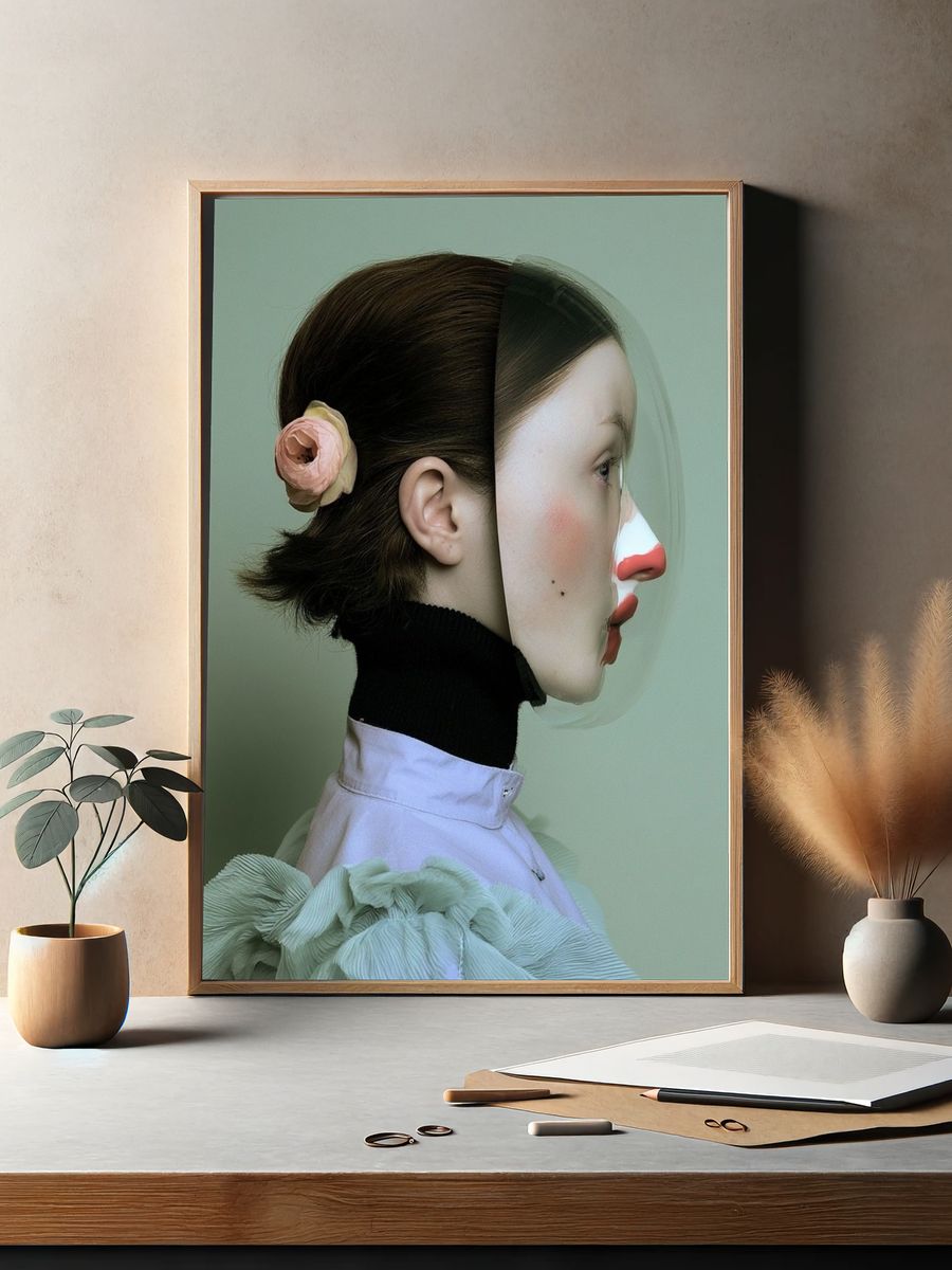 Surreal Profile Portrait Print. — room view 2