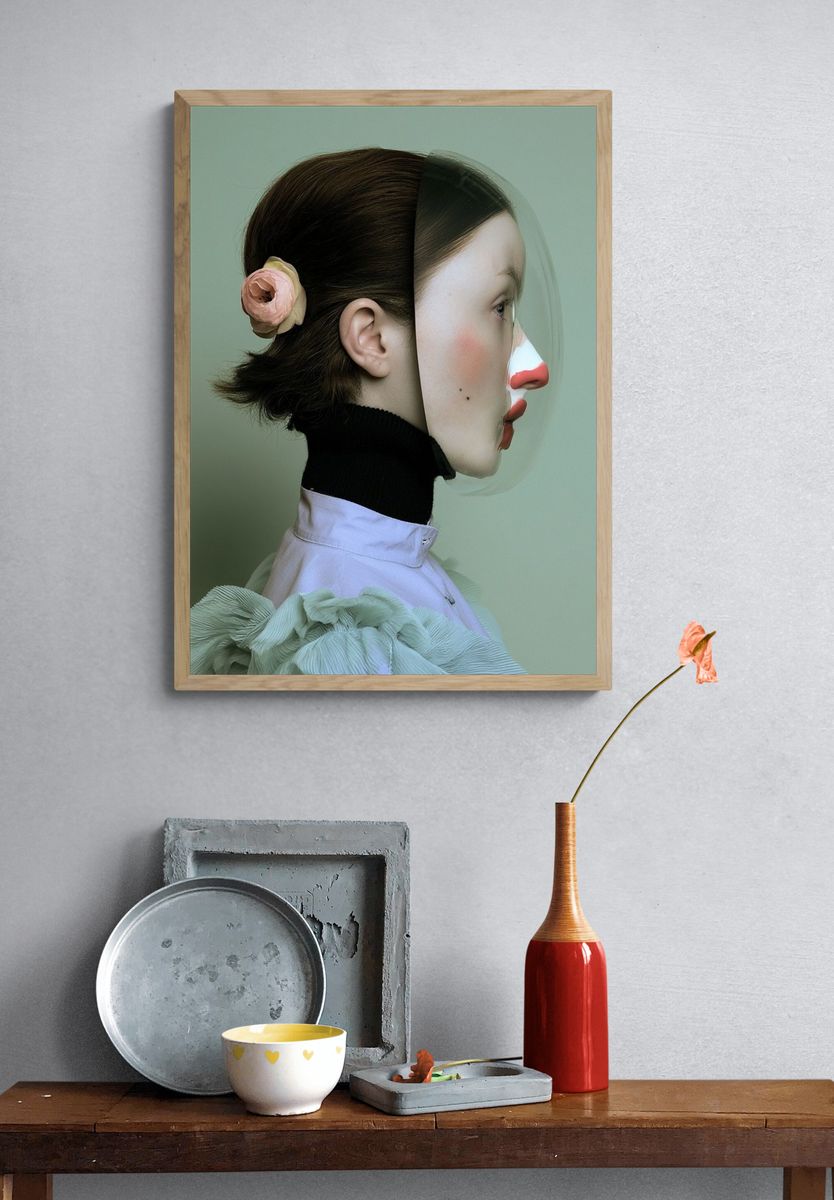 Surreal Profile Portrait Print. — room view 3