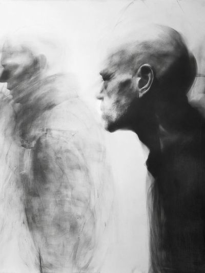 Blurred Figures Black-White Poster. poster