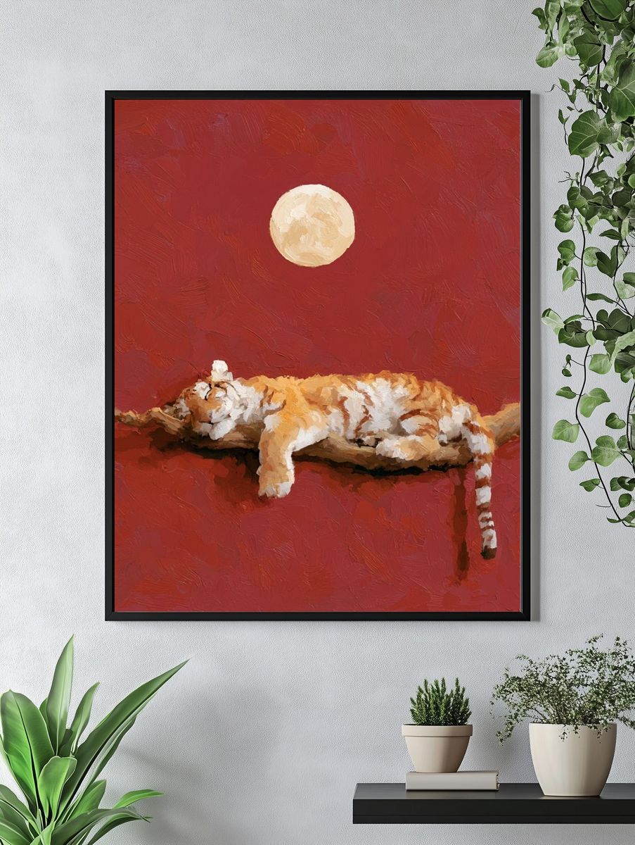 Sleeping Cat Moon Poster. — room view 4