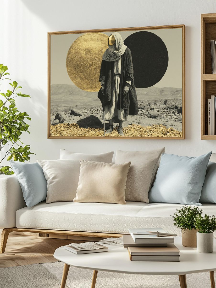 Desert Figure Surrealism Print. — room view 2
