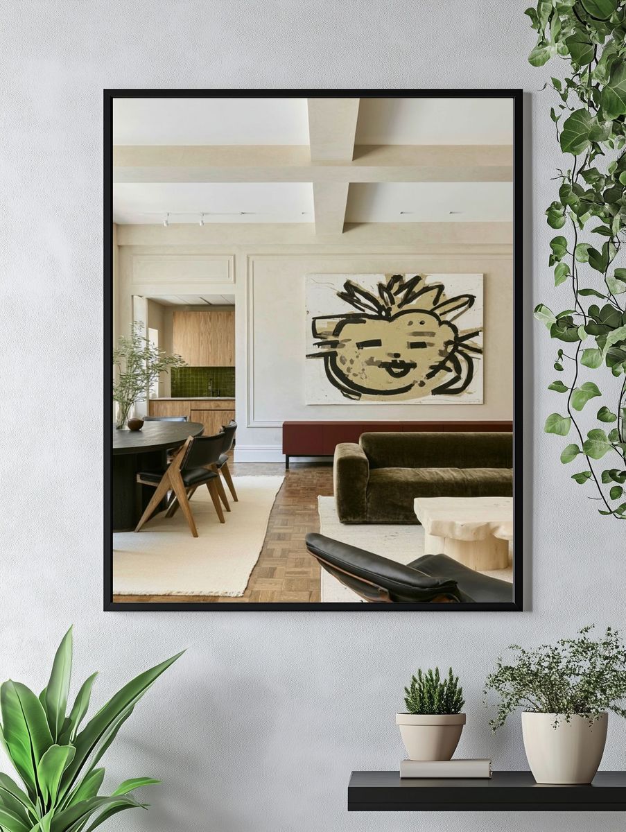 Playful Face Abstract Art Print. — room view 4