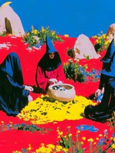 Surreal Witches Garden Print. poster — fine-art art