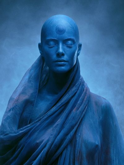 Blue Meditative Figure Fine-Art Print.