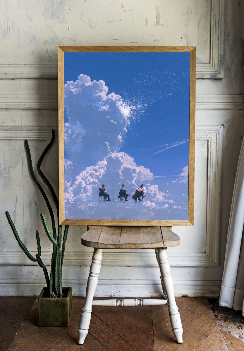 Cloud Quartet Surrealism Print. room preview