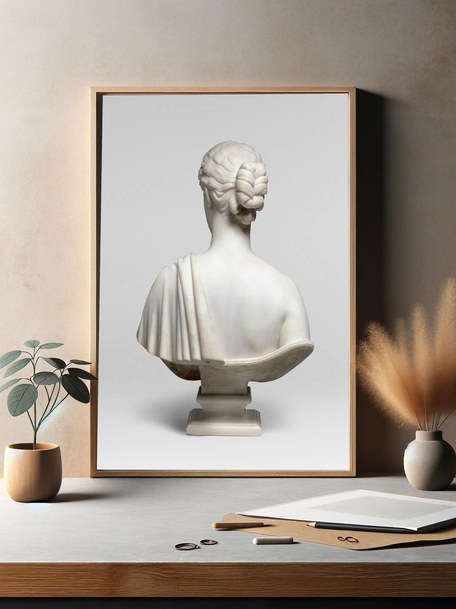 Marble sculpture of back of woman. (1850–54; carved after 1854). — room view 2