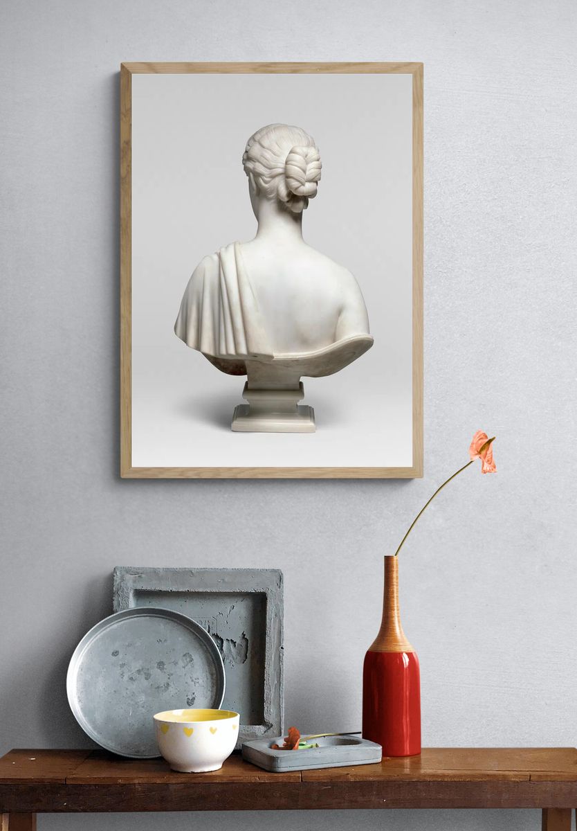 Marble sculpture of back of woman. (1850–54; carved after 1854). — room view 3